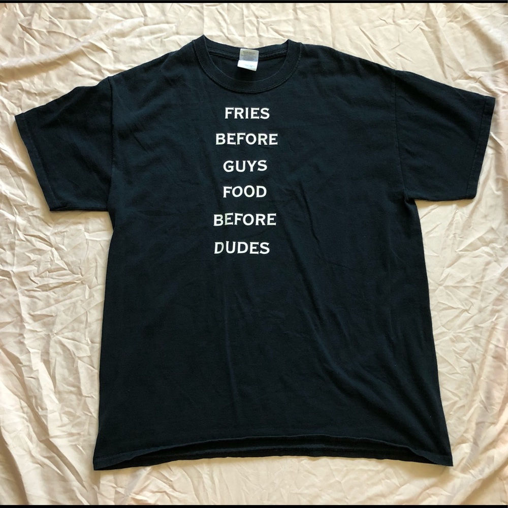 🍄🍟fries before guys food before dudes tshirt🍟